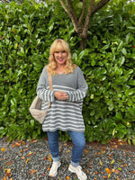 Grey Stripe Knitted Jumper Anne